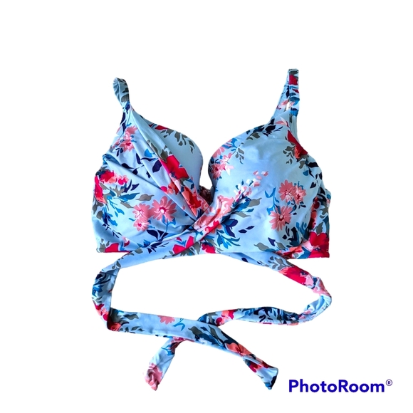 COPY - D Cup Aqua La Vie En Rose Underwire Wrap Bikini Top - Picture 1 of 5